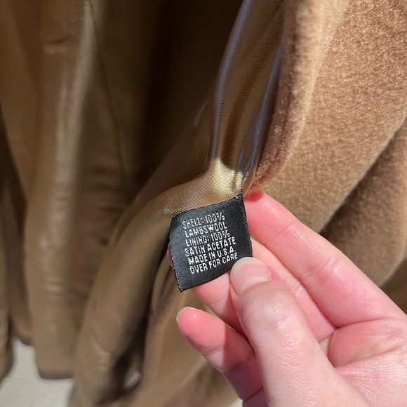 Marvin Richards Vintage Lambswool Camel Coat Fur Trim Sz 16 - Picture 5 of 14